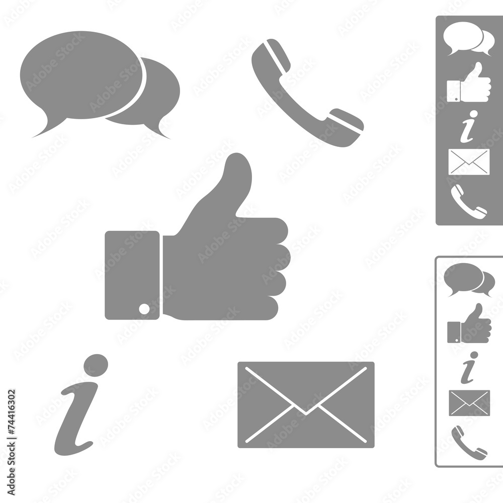 Five simple icons for website, blog. Five simple icons for website, blog.