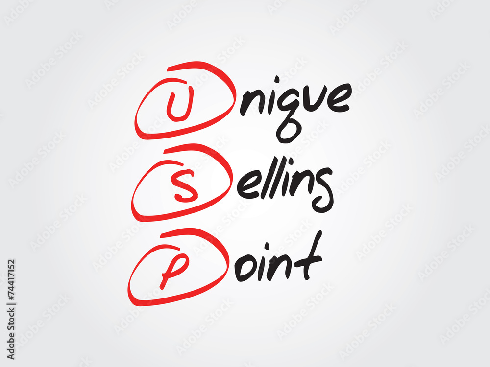 Unique Selling Point (USP), vector business acronym