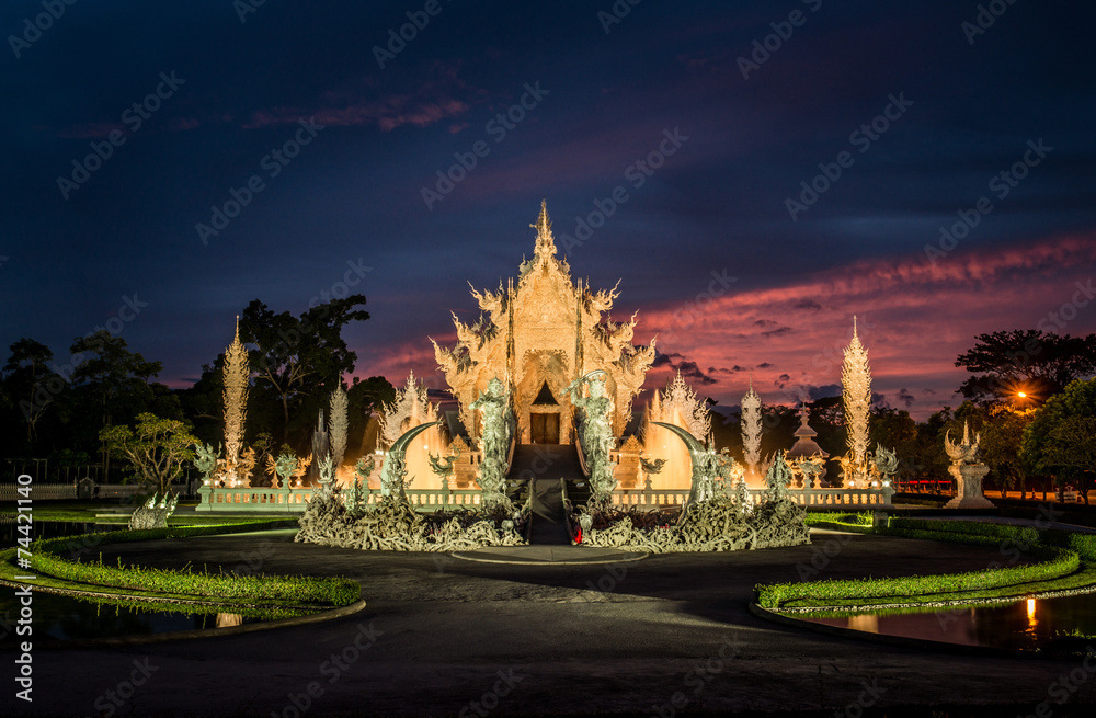 The White Temple in Chiang Rai, otherwise known as 'Wat Rong Khun' in Thai, The bizarre brainchild of Thai National Artist Chalermchai Kositpipat.