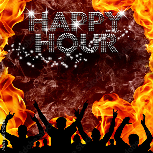 Happy Hour poster hot devilish flames