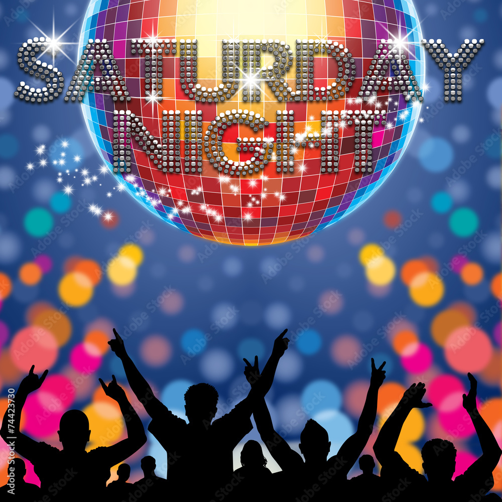 Saturday Night poster disco ball - obrazy, fototapety, plakaty 