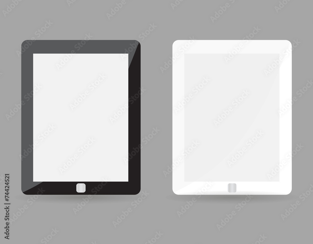 Two realistic tablet pc concept - black and white Two realistic tablet pc concept - black and white
