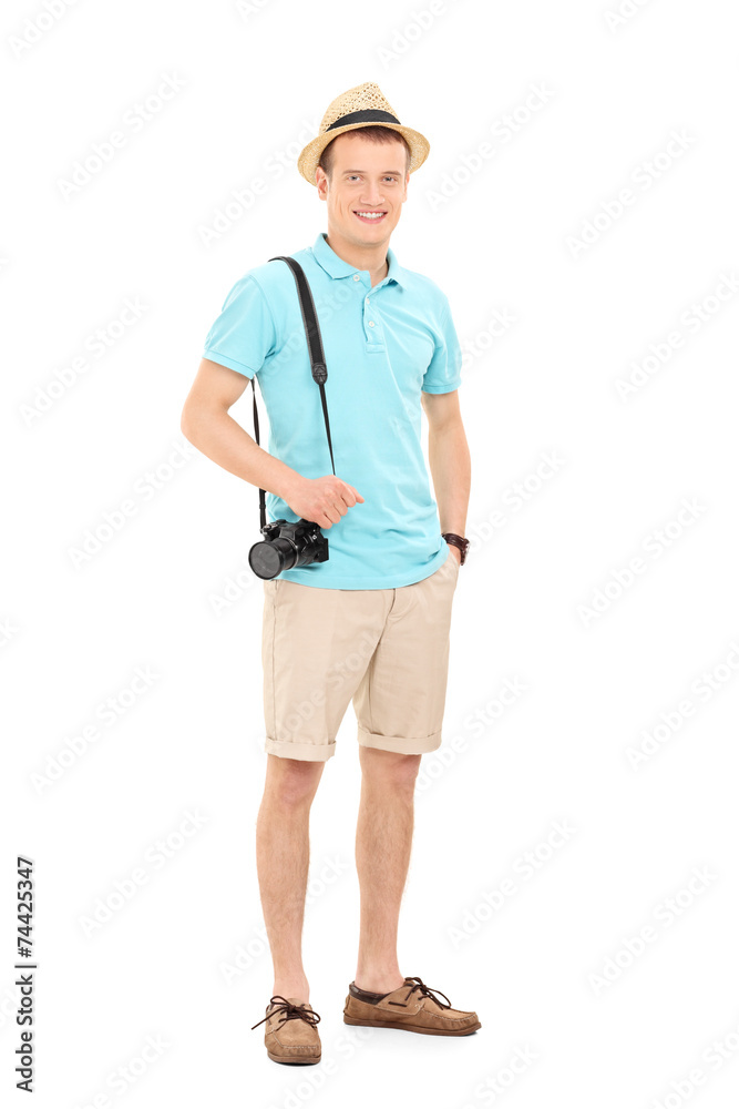 Full length portrait of a young male tourist Full length portrait of a young male tourist
