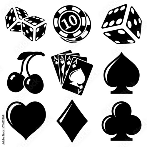 Vector black casino icons set