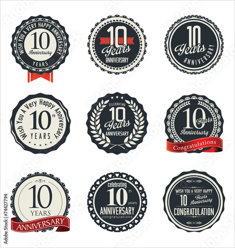 Anniversary retro badges and labels collection