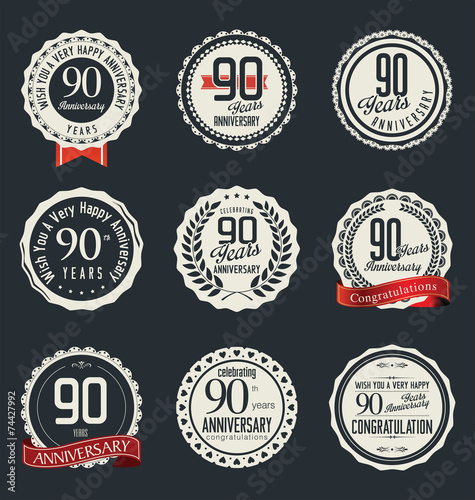 Anniversary retro badges and labels collection