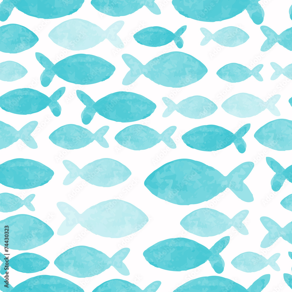 Fototapeta premium watercolor seamless pattern with fish