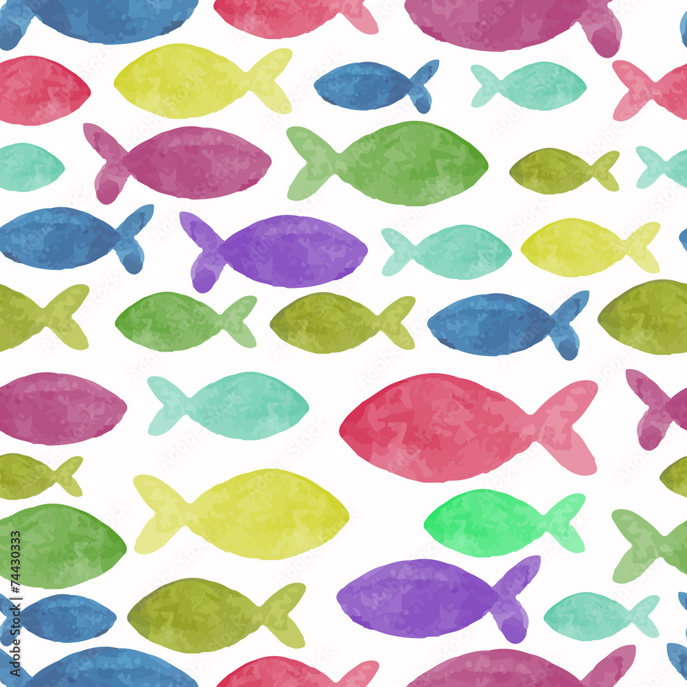Fototapeta premium watercolor seamless pattern with fish