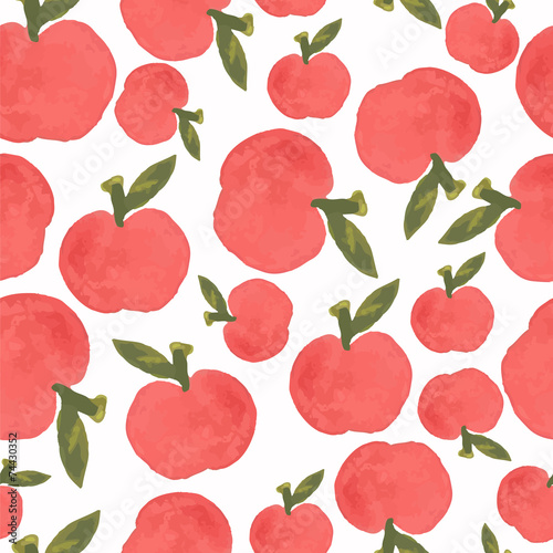 watercolor seamless pattern with fruit apples