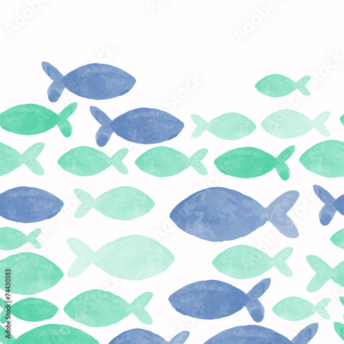 watercolor seamless pattern with fish
