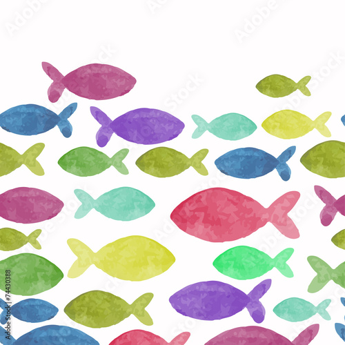 watercolor seamless pattern with fish
