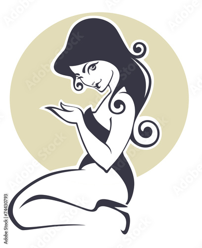 sexy pinup girl on beige background