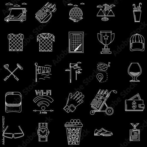 Foto White outline icons for golf
