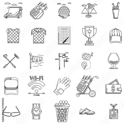 Obraz na płótnie Black contour icons for golf w salonie