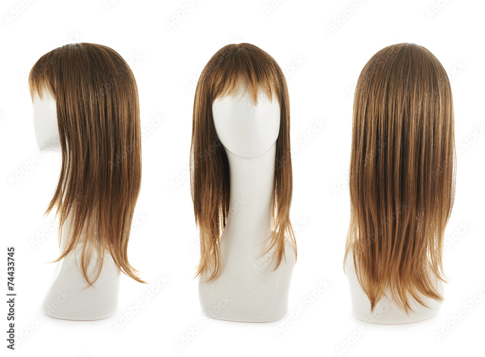 Hair wig over the mannequin head - obrazy, fototapety, plakaty 