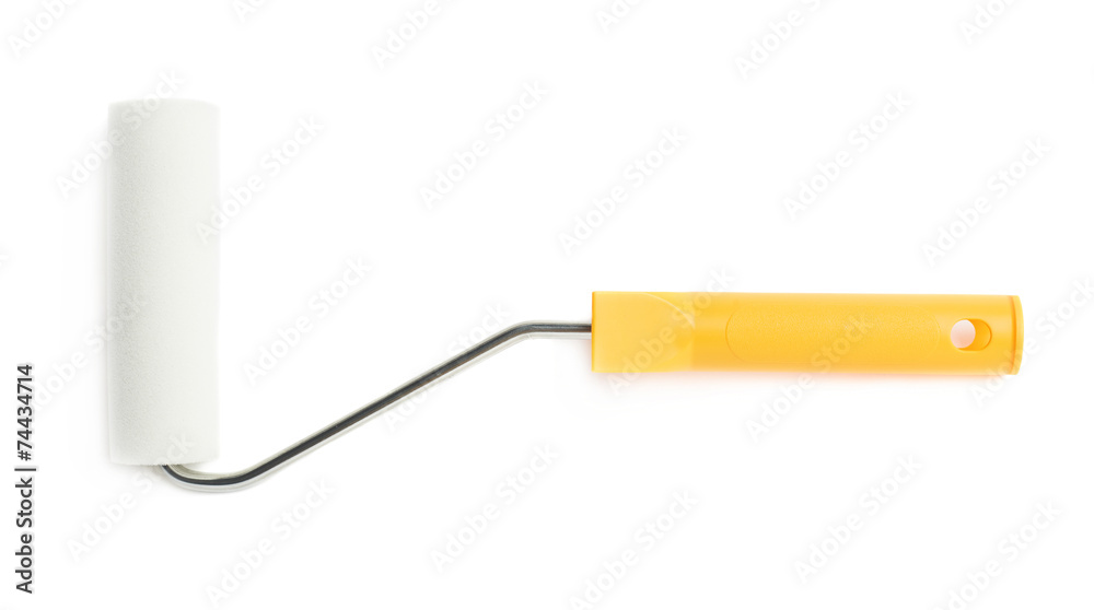 New yellow paint roller isolated New yellow paint roller isolated