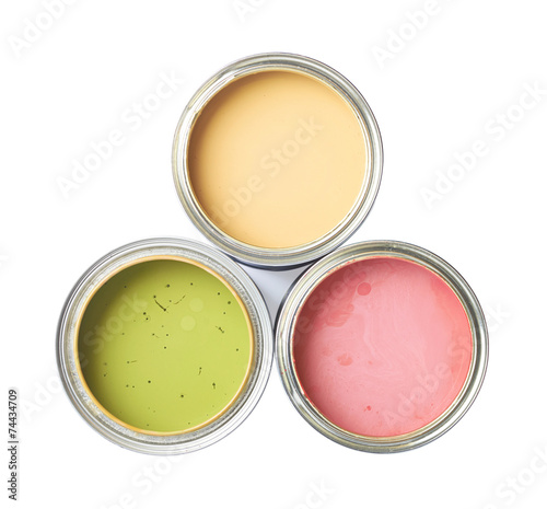 Three cans of paint isolated
