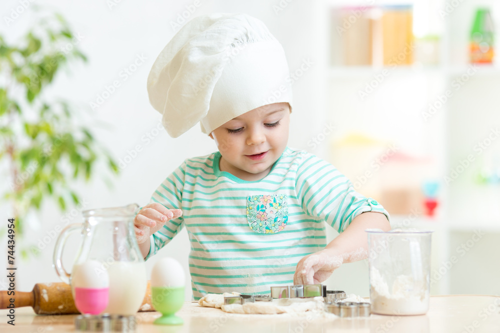 little baker kid girl in chef hat little baker kid girl in chef hat