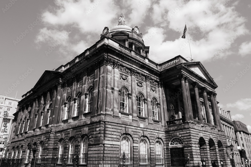 Liverpool City Hall. Black white photo. Liverpool City Hall. Black white photo.