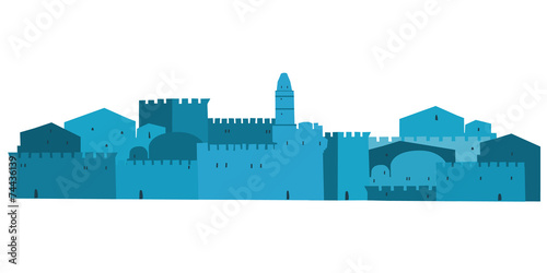 Jerusalem, Middle East, Ancient, , Old city, Vector Illustration