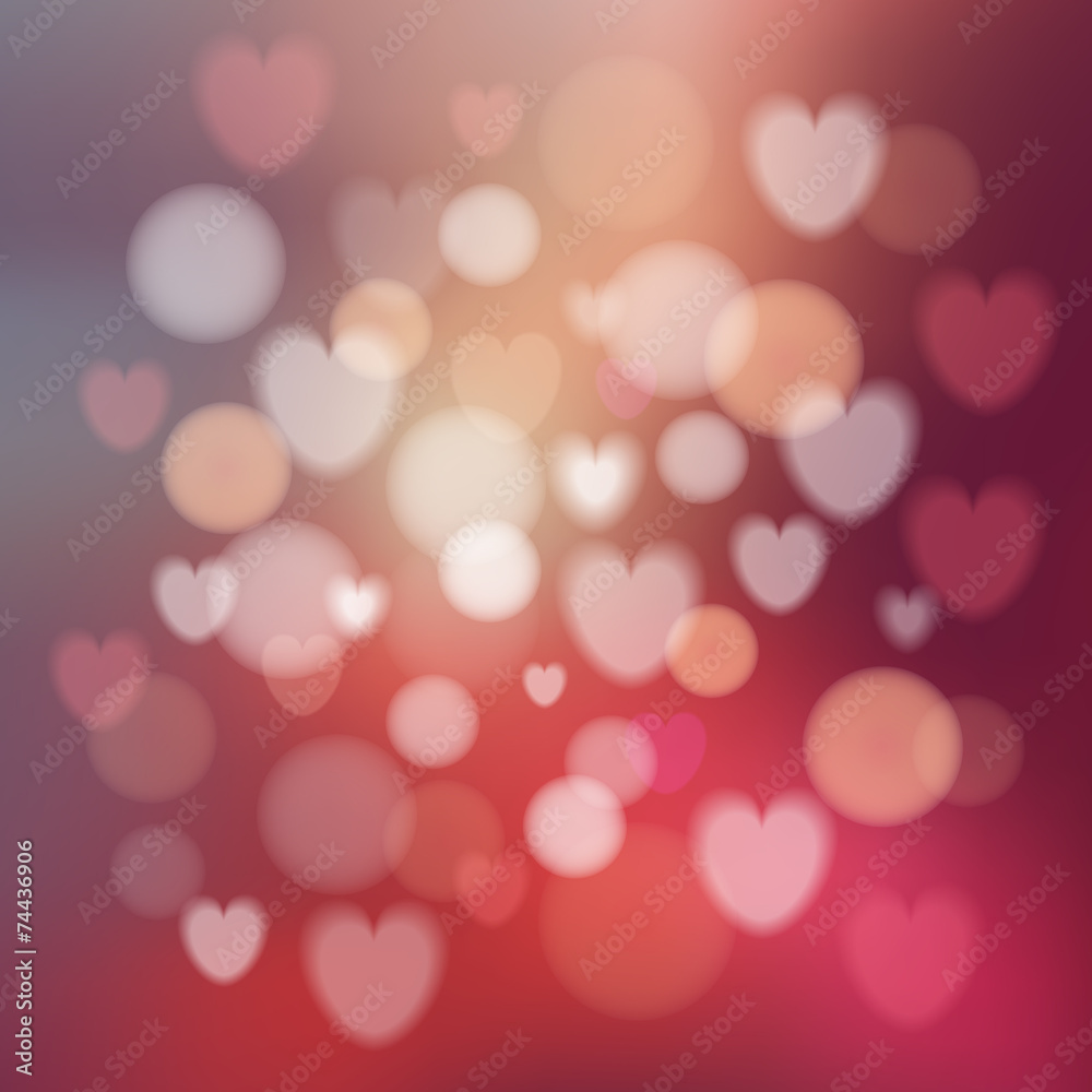Modern abstract background with hearts, bokeh effect, vector Modern abstract background with hearts, bokeh effect, vector