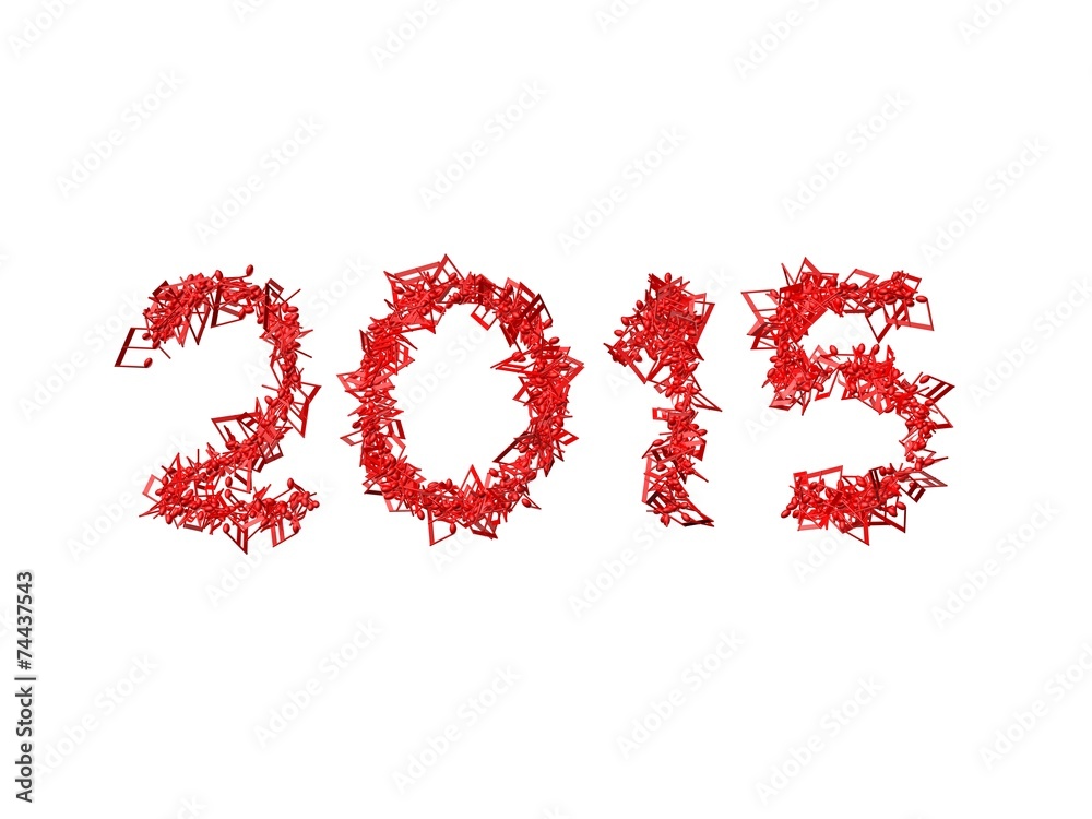 New year 2015 made from the notes - white background