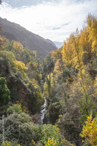 Vertical mountain landscape in autumn. Granada - Spain 