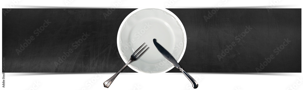 Blackboard with Plate and Cutlery Blackboard with Plate and Cutlery