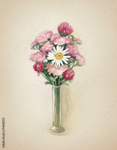 Watercolor wild flowers illustration