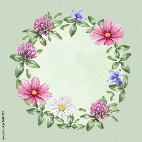 Fototapeta Naklejka Na Ścianę i Meble -  Watercolor floral frame
