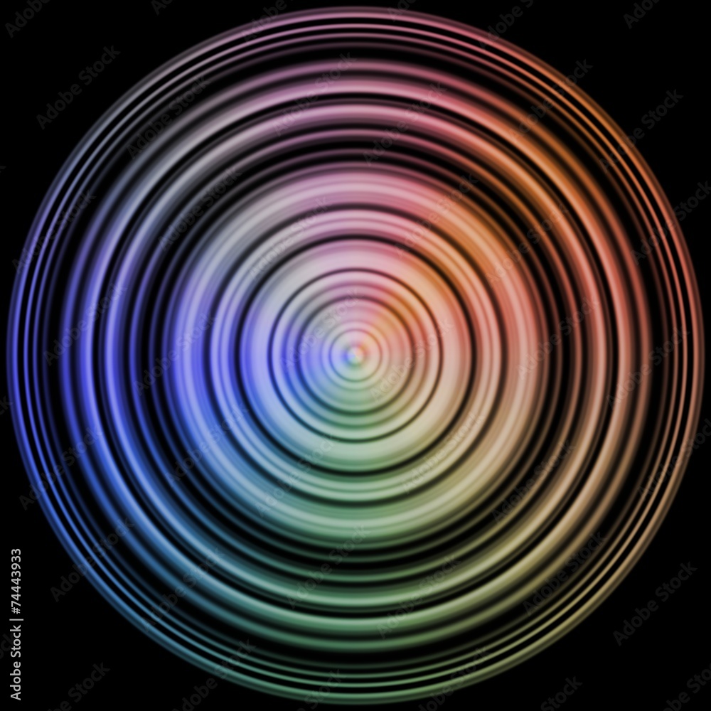 Fototapeta premium Rainbow colored disc, sphere in black as popular texture