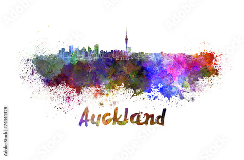 Auckland skyline in watercolor