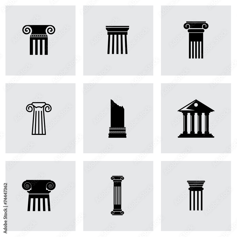 Vector black column icon set Vector black column icon set