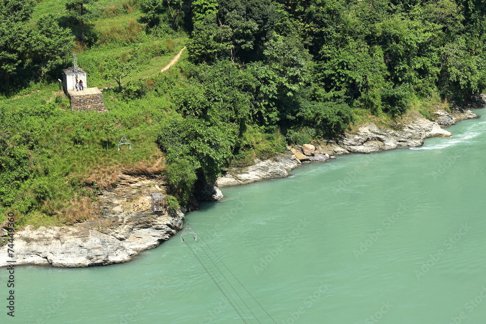 Tuin cable car over Trishuli river-Nepal. 0776