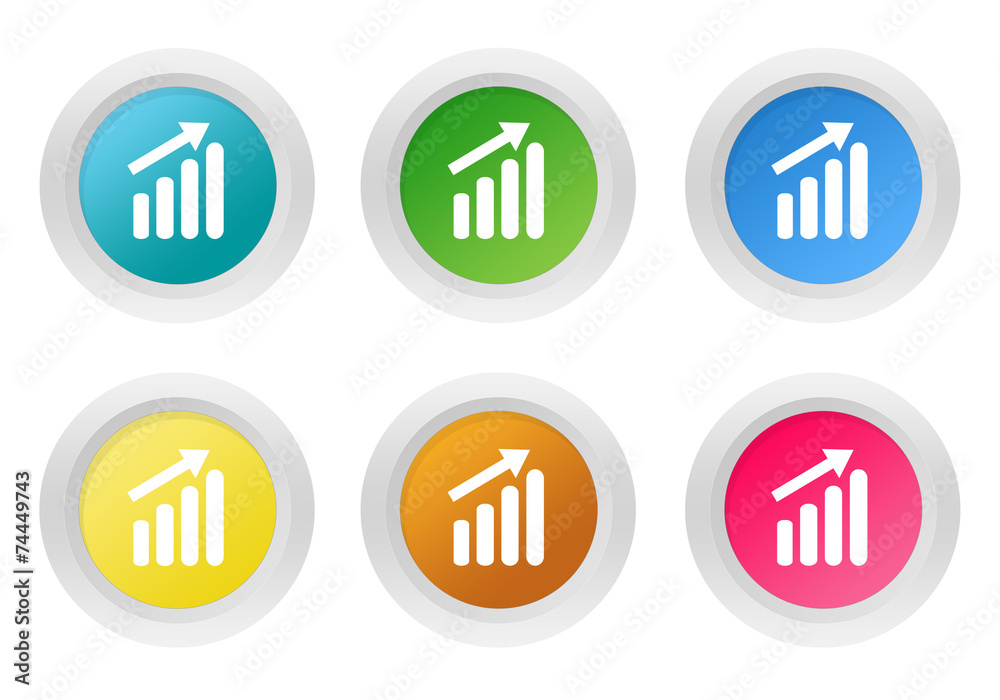 Set of rounded colorful buttons with success symbol Set of rounded colorful buttons with success symbol