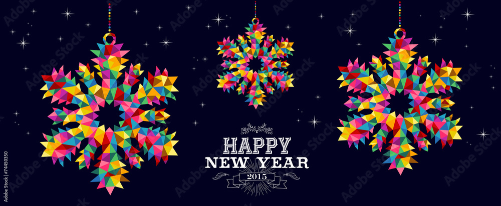 Happy New Year 2015 snowflakes card design Happy New Year 2015 snowflakes card design