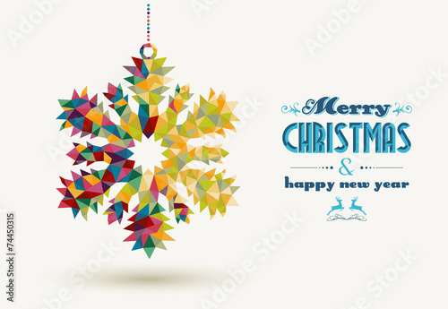 Christmas holidays triangle snowflake card