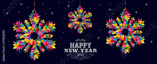Happy New Year 2015 snowflakes card design