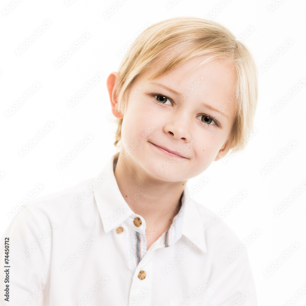 Blond Young Boy Isolated in White SHirt Blond Young Boy Isolated in White SHirt