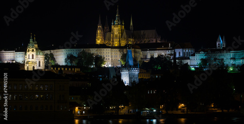 Prague Castle at night illumination.