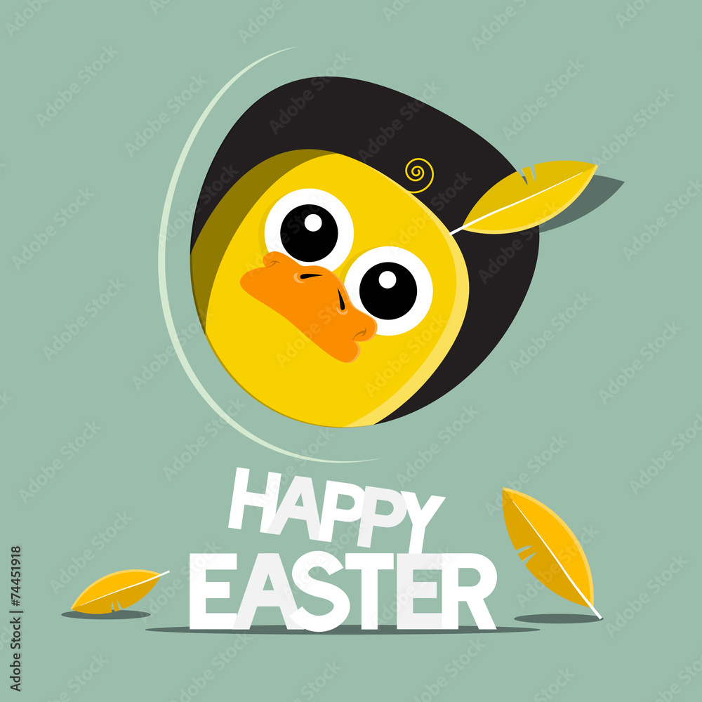 Happy Easter Funny Chicken Vector Illustration