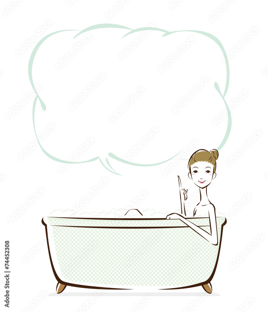 入浴 女性 指差し 吹出し Stock Illustration Adobe Stock