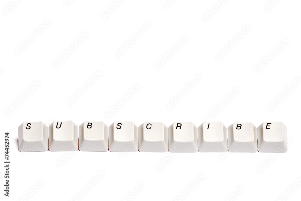 word from computer keypad buttons subscribe