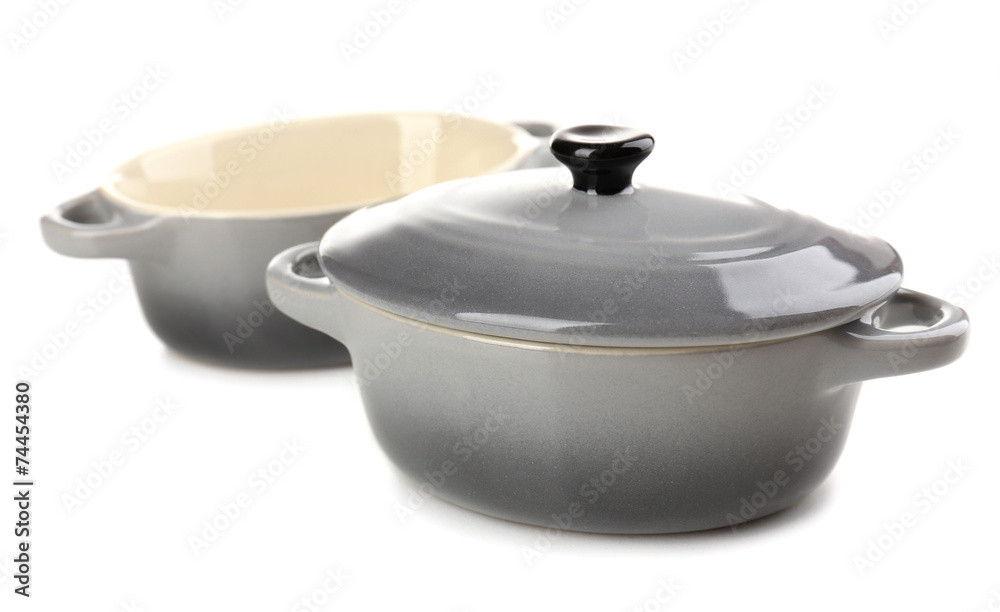 Ceramic pot. soup tureen isolated on white Ceramic pot. soup tureen isolated on white
