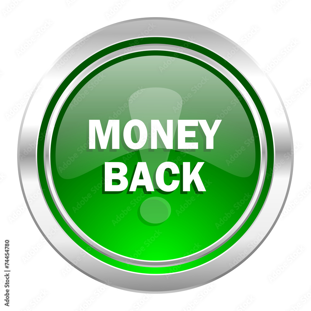 money back icon, green button money back icon, green button