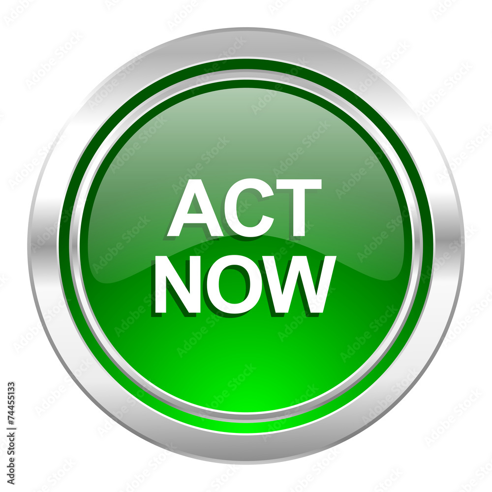 act now icon, green button