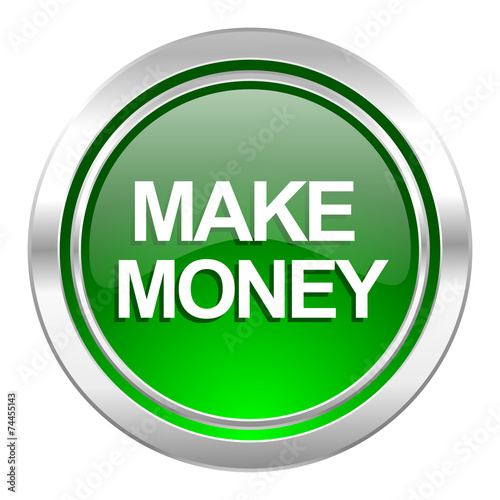 make money icon, green button