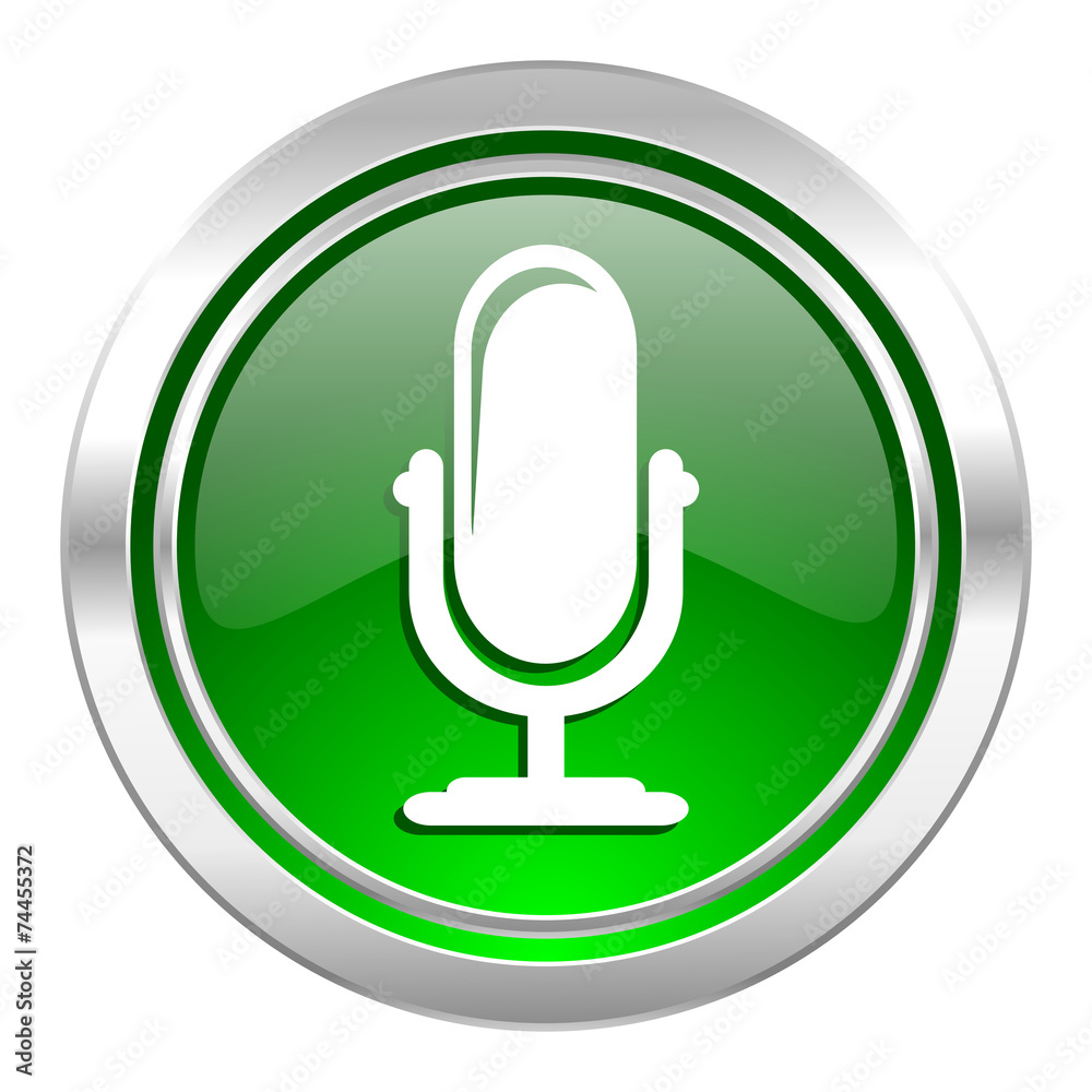 microphone icon, green button, podcast sign microphone icon, green button, podcast sign