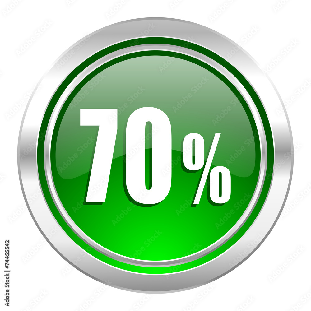 70 percent icon, green button, sale sign 70 percent icon, green button, sale sign