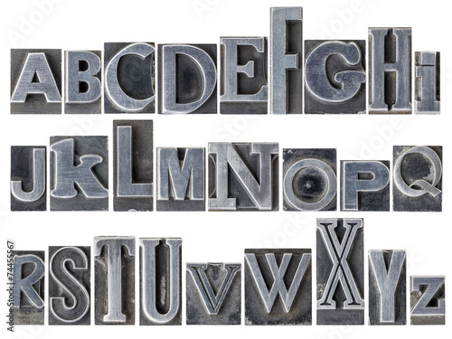 alphabet in mixed metal type photo